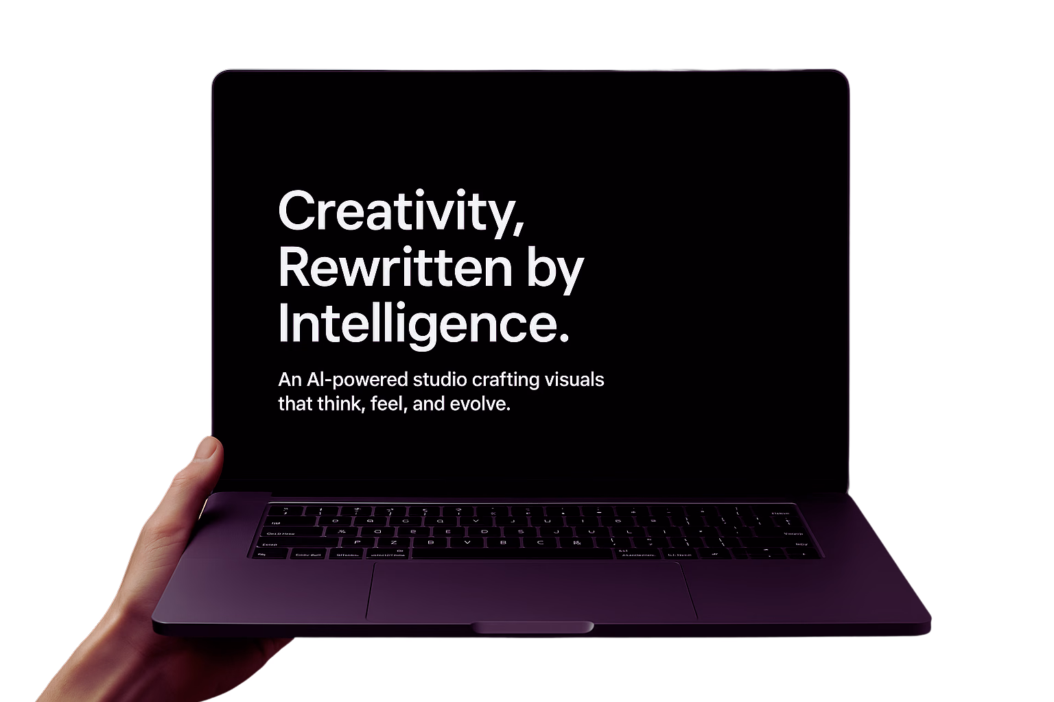 Machine Poem creative work on a laptop